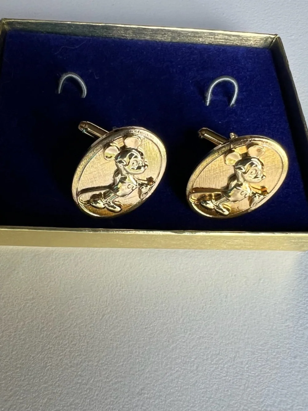 Vintage Oval Disney Mickey Mouse Gold Tone Cufflinks